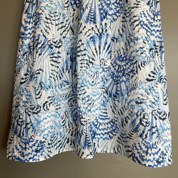 NWT SALONI Rachel-D Mini Dress Neptune Azure Size 2 Blue White Linen Puff Sleeve - Picture 8 of 16
